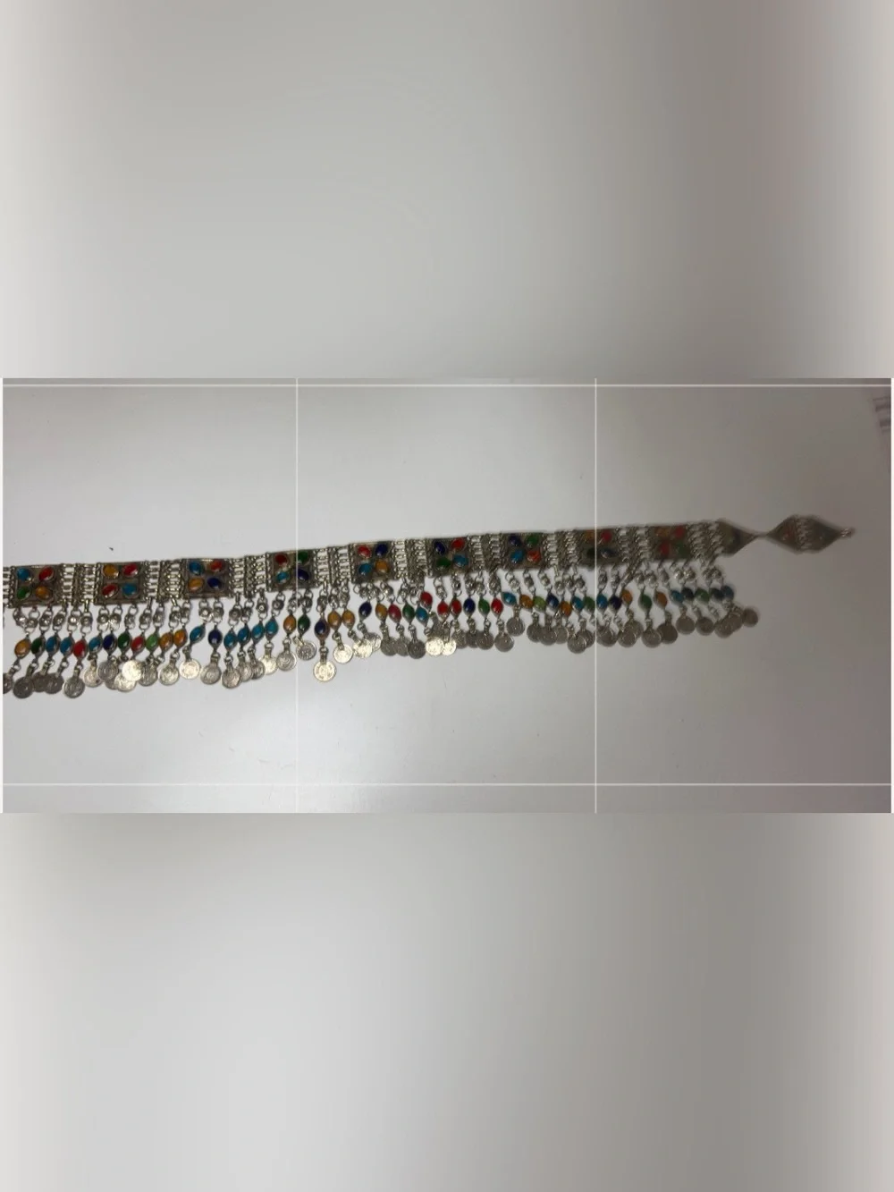 Vintage Kuchi Multicolor Glass Stones Tribal Boho Festival Dangling Coin Belt